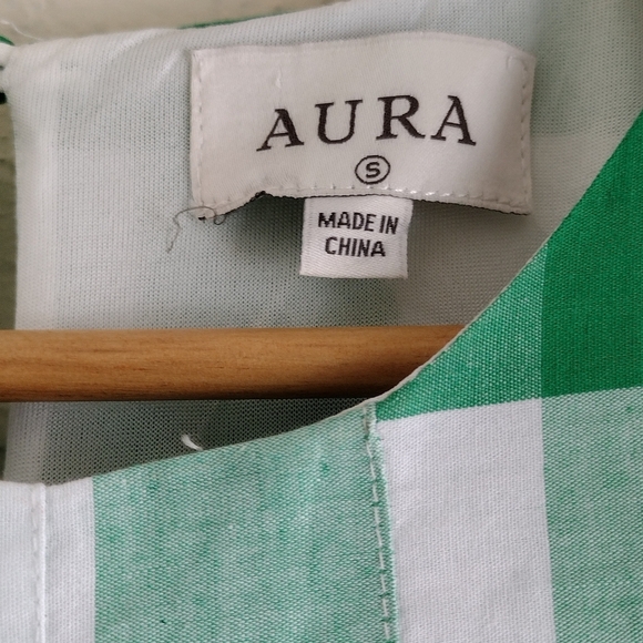 Aura Green And Pink Gingham Style Dress - Picture 6 of 8